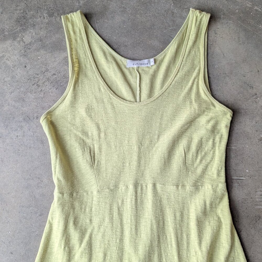 Vintage Cut Loose Pastel Green Linen Blend Sleeveless Mini Dress small - Picture 3 of 8